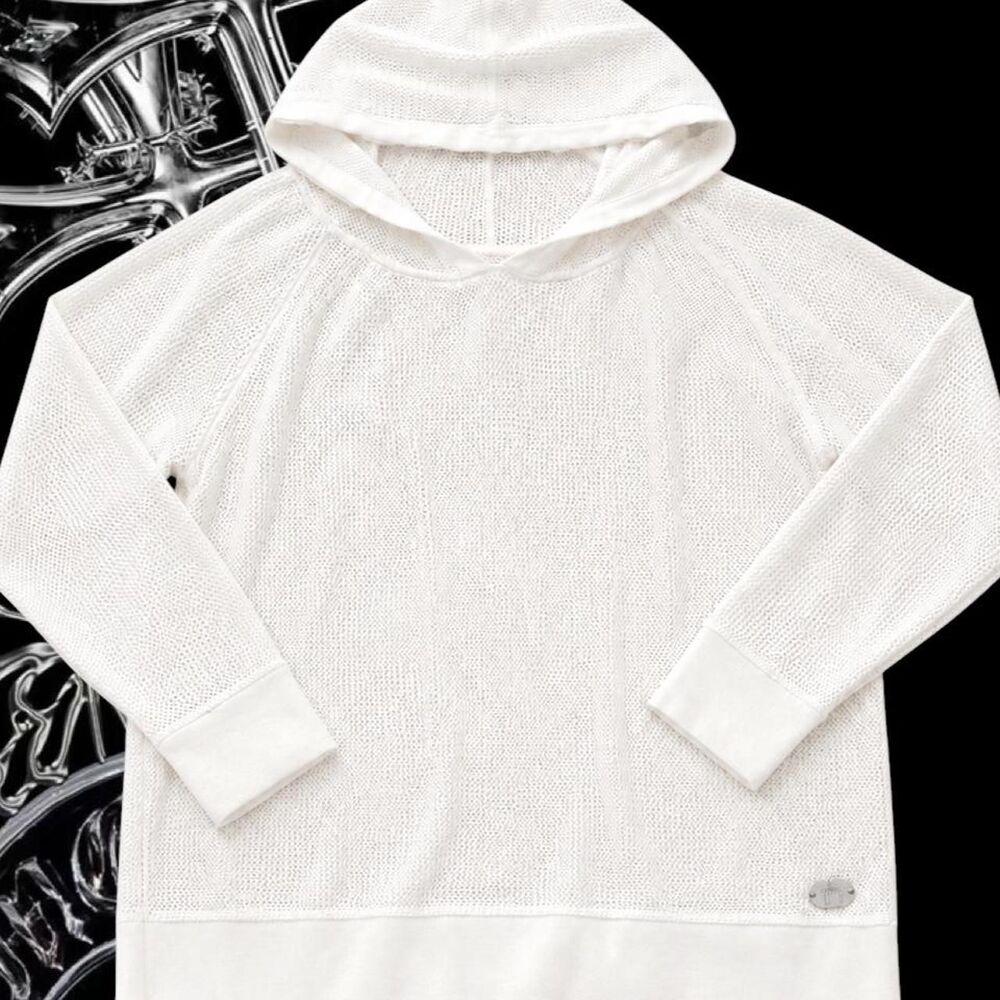 Unbranded Women's White and Cream Hoodie